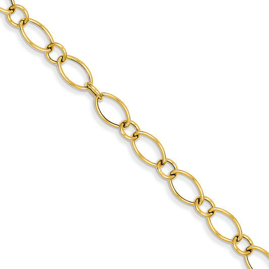 14K Gold Oval & Circles Design Bracelet 7.25 Inches