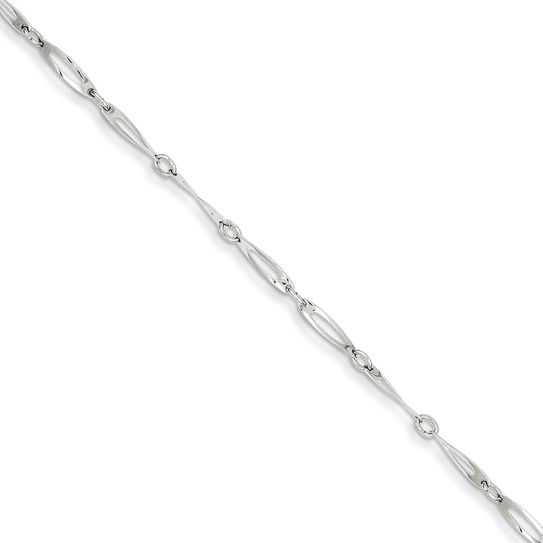 14K White Gold Polished Fancy Link Bracelet 7.25 Inches