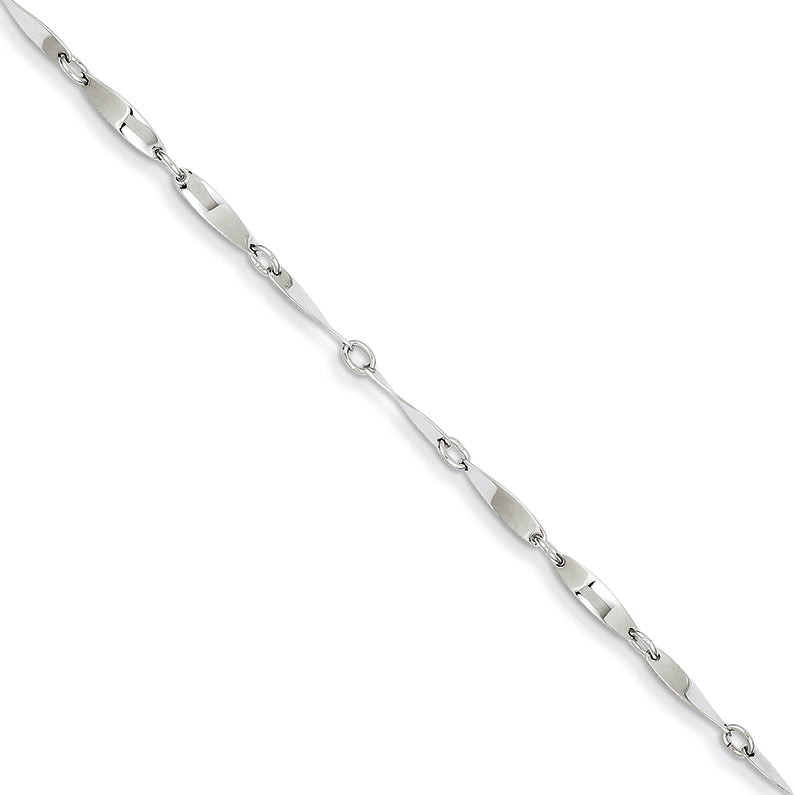 14K White Gold Polished Fancy Link Bracelet 7.5 Inches