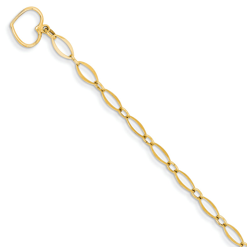 14K Gold Polished Oval Link Bracelet 7 Inches