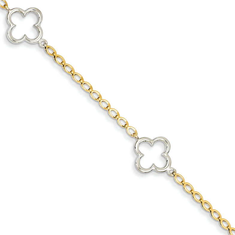 14K Gold Two-tone Fancy Bracelet 7.25 Inches