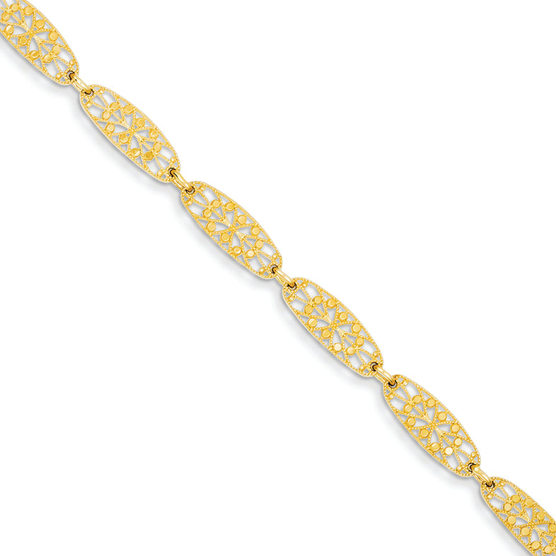 14K Gold Textured Bracelet 7.25 Inches