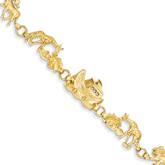 14K Gold Noah's Ark Bracelet 7 Inches