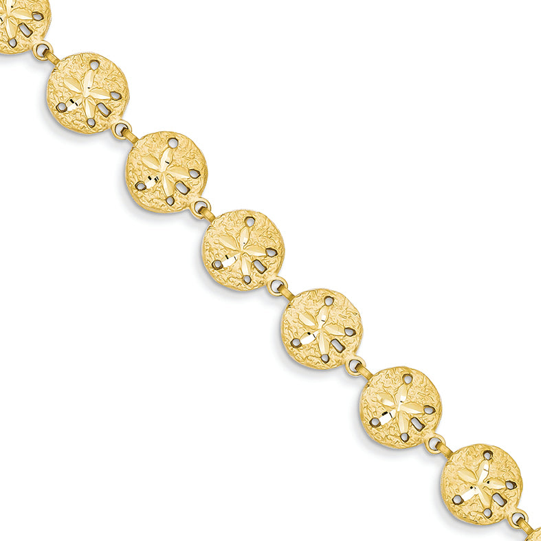 14K Gold Sand Dollar Bracelet 7 Inches