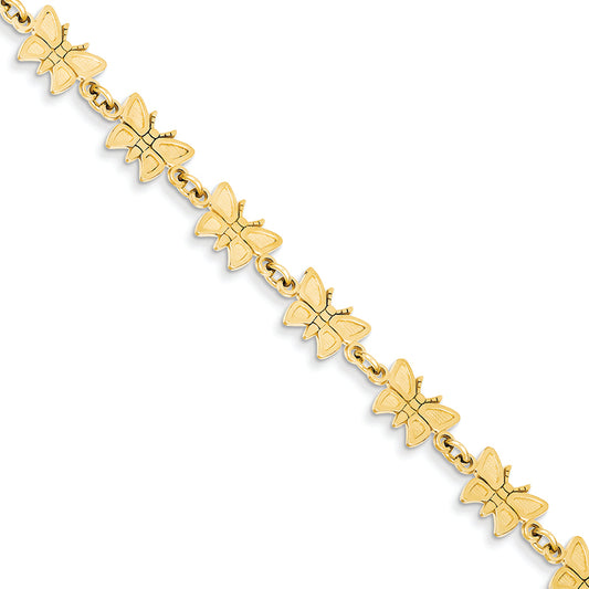 14K Gold Butterfly Bracelet 7 Inches