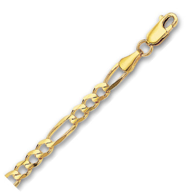 14K Solid Yellow Gold Classic Figaro 3.9mm thick 24 Inches