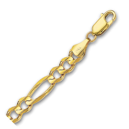 14K Solid Yellow Gold Classic Figaro 7mm thick 20 Inches