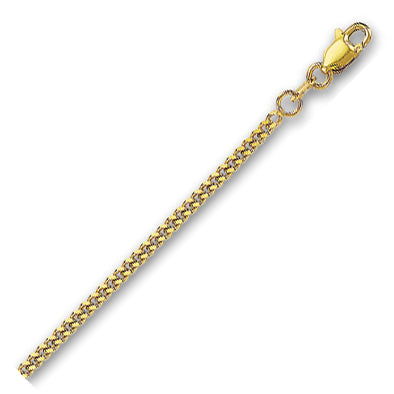 14K Solid Yellow Gold Gourmette Chain 2mm thick 18 Inches