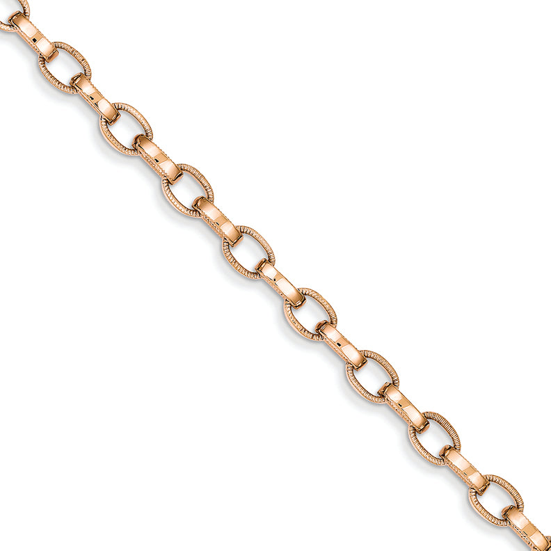 14K Gold Rose Gold 5.0mm Fancy Link Bracelet 8.5 Inches