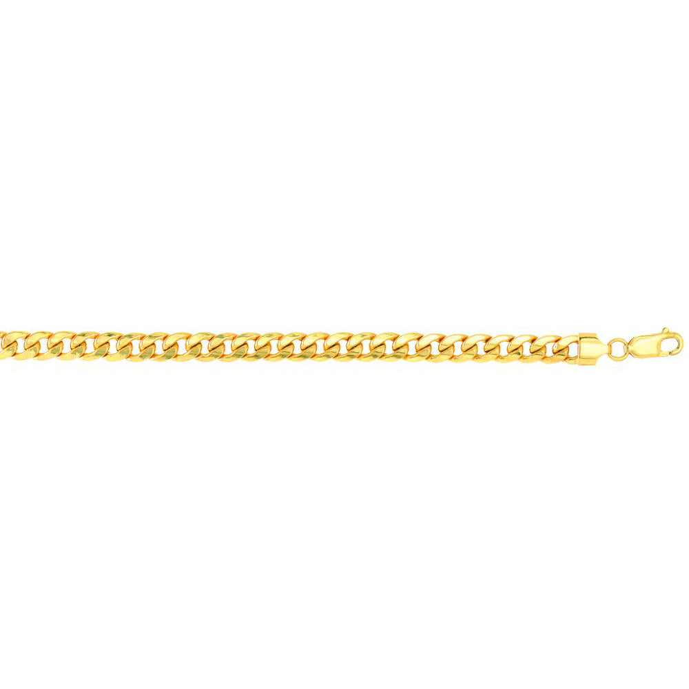 14K Solid Yellow Gold Miami Cuban Lite Chain Necklace 6.7mm thick 22 Inches