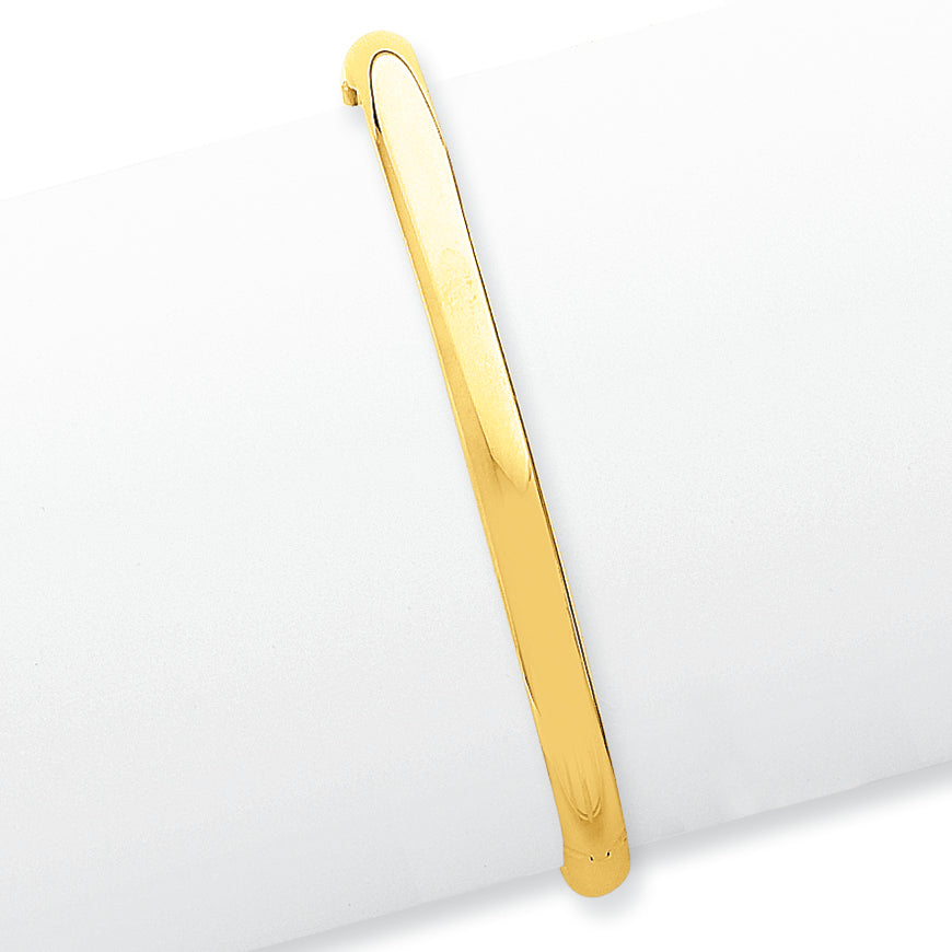 14K Gold 3/16 Oversize High Polished Hinged Bangle Bracelet