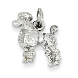 14K White Gold Solid 3-Dimensional Poodle Charm