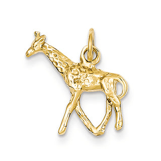 14K Gold Solid Polished 3-Dimensional Giraffe Charm