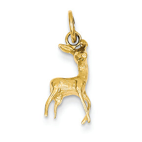 14K Gold Polished Open-Backed Deer Charm