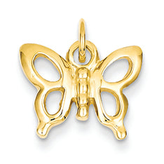 14K Gold Solid Polished Butterfly Charm