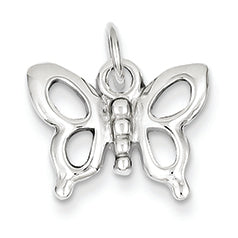 14K White Gold Solid Polished Butterfly Charm