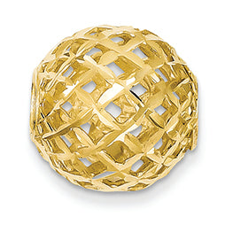 14K Gold Diamond Cut Weave Gold Ball Chain Slide