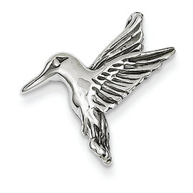 14K White Gold Polished Open-Backed Hummingbird Chain Slide