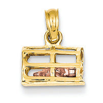 14K Gold Two-Tone Polished 3-Dimensional Lobster Trap Pendant