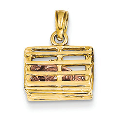 14K Gold Two-Tone Polished 3-Dimensional Lobster Trap Pendant