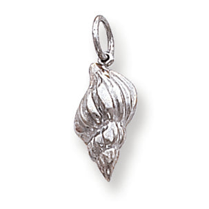 14K White Gold Hollow Polished 3-Dimensional Conch Shell Charm