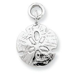14K White Gold Polished Sand Dollar Charm