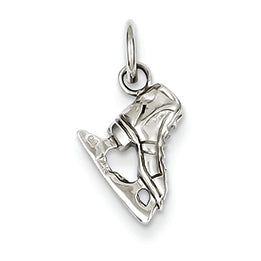 14K White Gold Solid Polished 3-Dimensional Ice Skate Charm