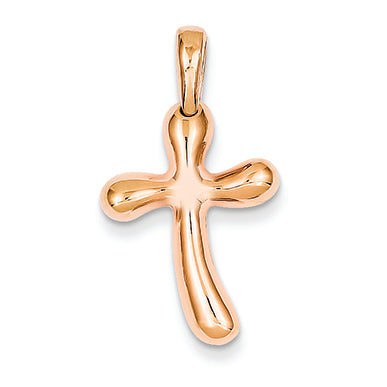 14K Gold Rose Gold Freeform Cross Pendant