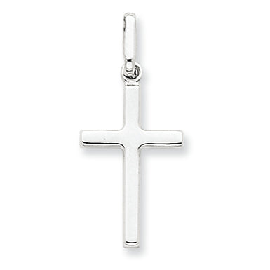 14K White Gold Hollow Cross Pendant
