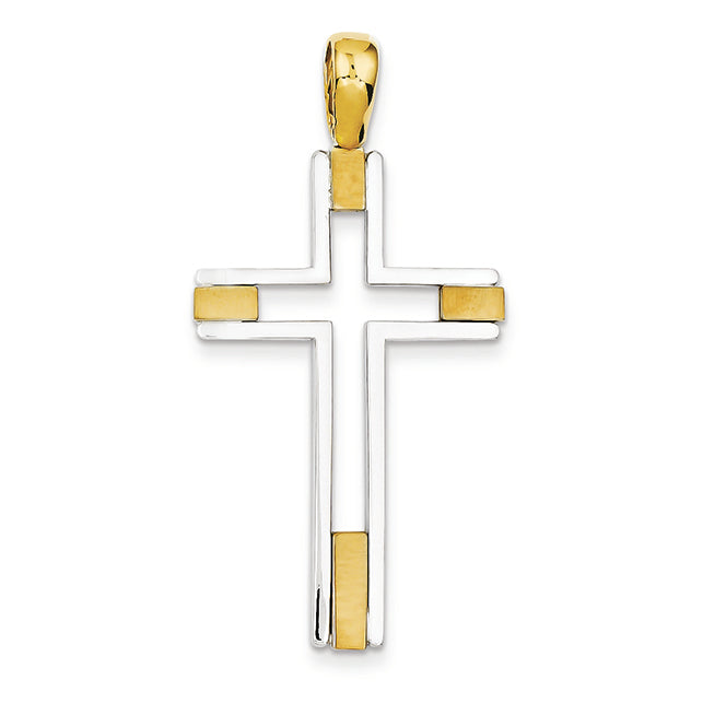 14K Gold Two-tone Fancy Cross Pendant
