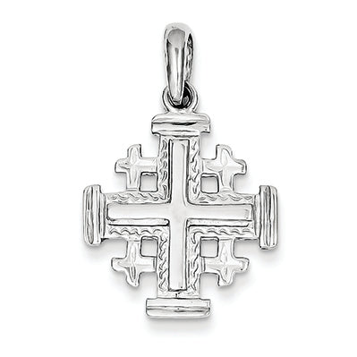 14K White Gold Jerusalem Cross Pendant