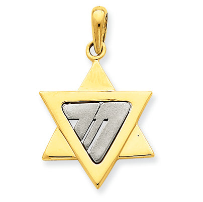 14K Gold Two-tone Star of David Pendant