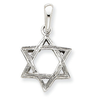 14K White Gold Star Of David Pendant
