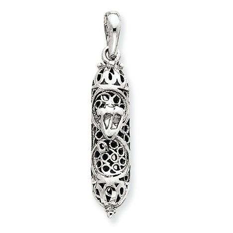 14K White Gold Mezuzah Pendant