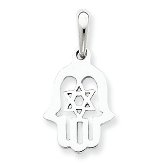 14K White Gold Star of David Chamseh Pendant