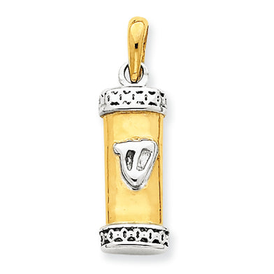 14K Gold Two-tone Mezuzah Pendant