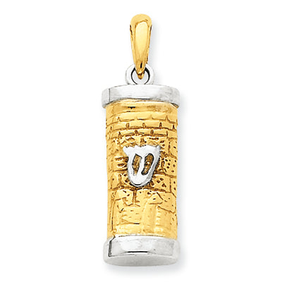 14K Gold Two-tone Mezuzah Pendant