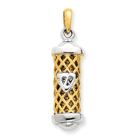 14K Gold Two-tone Mezuzah Pendant