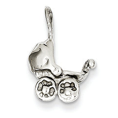 14K White Gold Baby Carriage Charm