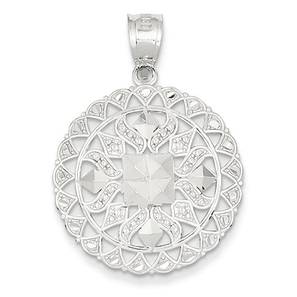 14K White Gold D/C Fancy Pendant