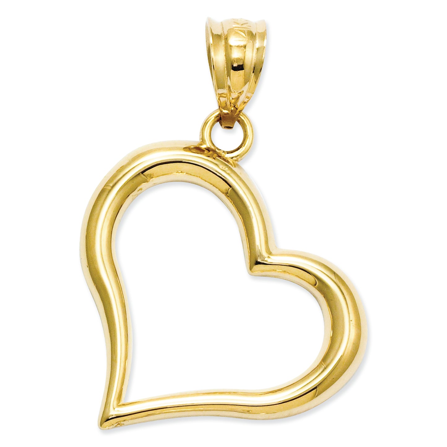 14K Gold Polished Open Heart Pendant