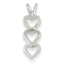 14K White Gold Triple Heart Pendant