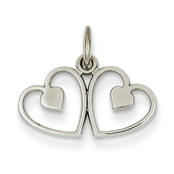14K White Gold Double Heart Charm