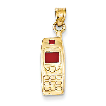 14K Gold Enameled Cell Phone Charm