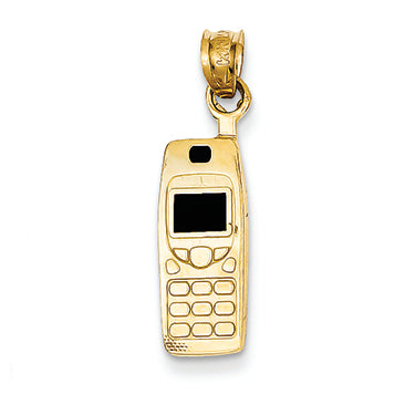 14K Gold Enameled Cell Phone Pendant