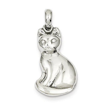 14K White Gold Cat Pendant