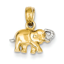 14K Gold Rhodium Elephant Pendant