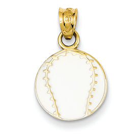 14K Gold Enameled Baseball Pendant