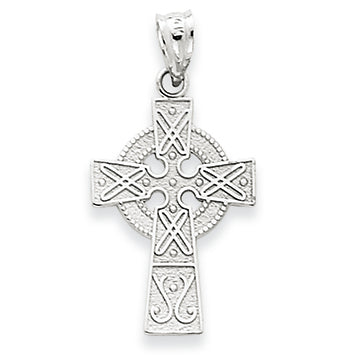 14K White Gold Celtic Cross Pendant