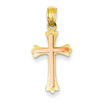 14K Gold Two-tone Cross Pendant